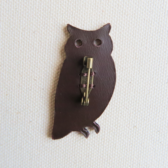 Leather brooch owl D.BROWN 第2張的照片