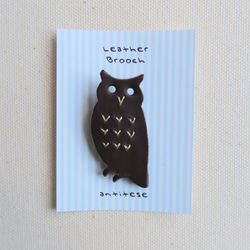 Leather brooch owl D.BROWN 第4張的照片