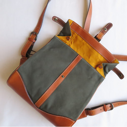 受注生産　Paraffin canvas back pack「Escargot」mini  OLIVE 8枚目の画像