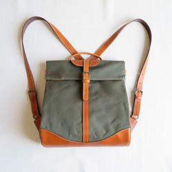 受注生産　Paraffin canvas back pack「Escargot」regular  OLIVE 2枚目の画像