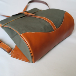 受注生産　Paraffin canvas back pack「Escargot」regular  OLIVE 4枚目の画像