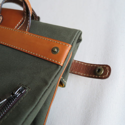 受注生産　Paraffin canvas back pack「Escargot」regular  OLIVE 6枚目の画像