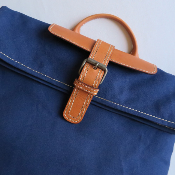 受注生産　Paraffin canvas messenger bag NAVY 5枚目の画像