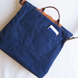 受注生産　Paraffin canvas messenger bag NAVY 9枚目の画像