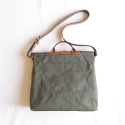 受注生産　Paraffin canvas messenger bag OLIVE 3枚目の画像