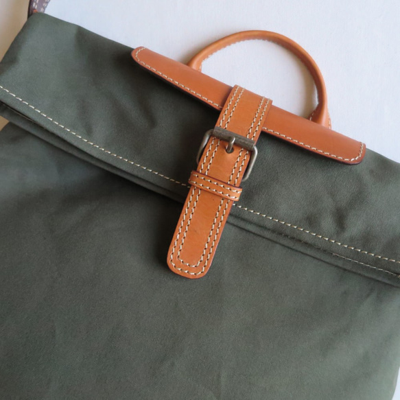 受注生産　Paraffin canvas messenger bag OLIVE 5枚目の画像