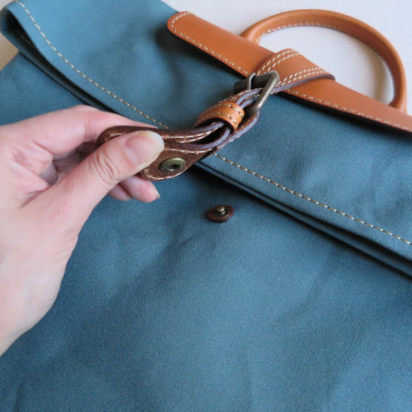 受注生産　Paraffin canvas messenger bag BLUE 6枚目の画像