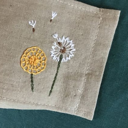 【送料込】刺繍マスク　生成リネン≪タンポポ≫ 3枚目の画像