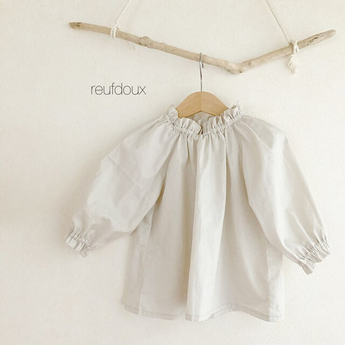 立ち襟フリルブラウス 海のブロード 80、90、100、110、120サイズ 子供  