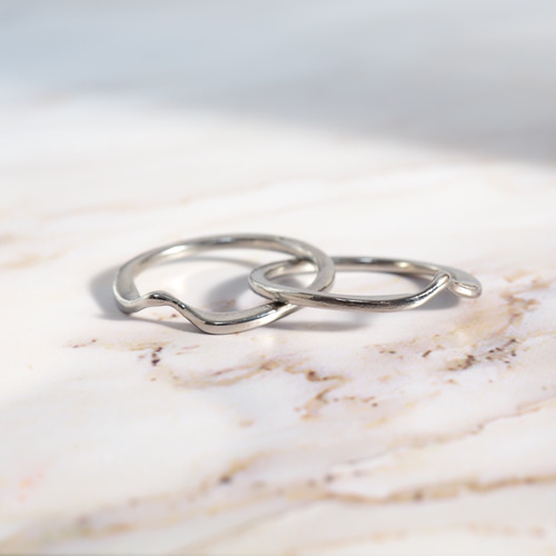 パズルリング ノーブル チタン シャイニー 2ピース 指輪・リング