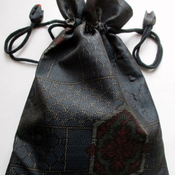 ５３５９　色大島紬で作った巾着袋　＃送料無料 1枚目の画像
