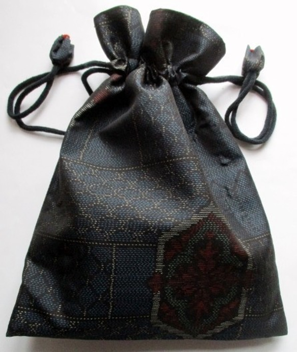５３５９　色大島紬で作った巾着袋　＃送料無料 1枚目の画像