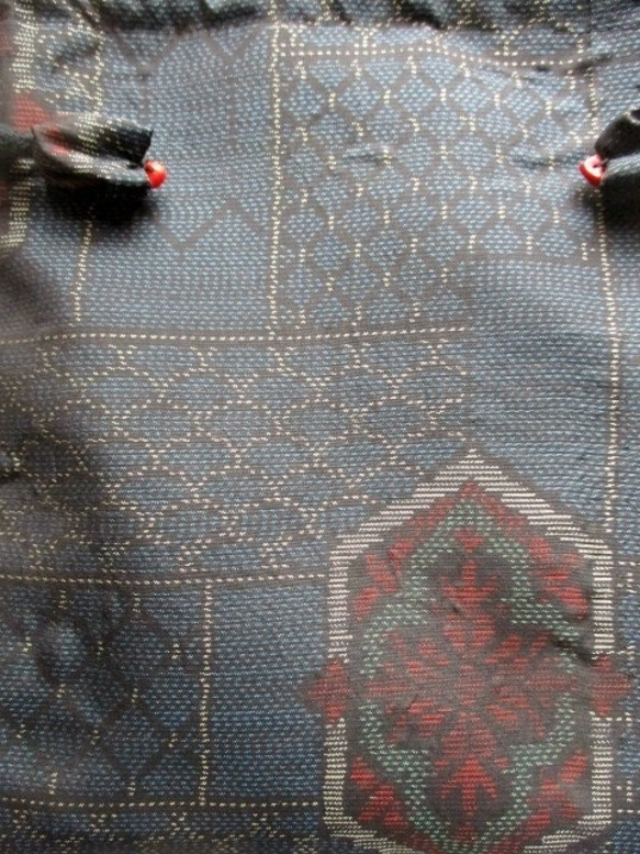 ５３５９　色大島紬で作った巾着袋　＃送料無料 5枚目の画像