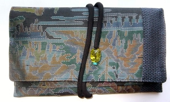 着物リメイク　色大島と藍大島で作った和風財布　２８６ 1枚目の画像