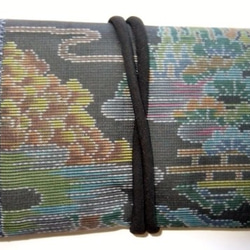 着物リメイク　色大島と藍大島で作った和風財布　２８６ 2枚目の画像