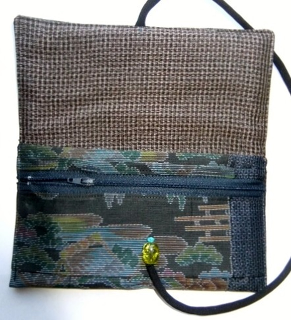 着物リメイク　色大島と藍大島で作った和風財布　２８６ 3枚目の画像