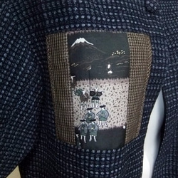 着物リメイク　男絣の羽織で作ったミニジャケット２９５ 4枚目の画像