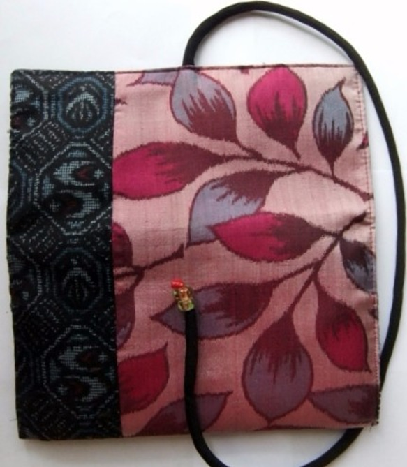 色大島紬と銘仙の着物で作った和風財布　３８１ 5枚目の画像