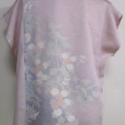 ５７８５　花柄の着物で作ったTシャツ　＃送料無料 2枚目の画像