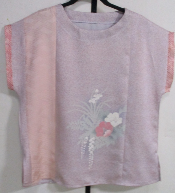 ５７８５　花柄の着物で作ったTシャツ　＃送料無料 3枚目の画像