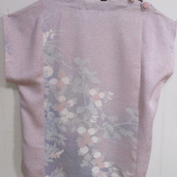 ５７８５　花柄の着物で作ったTシャツ　＃送料無料 4枚目の画像