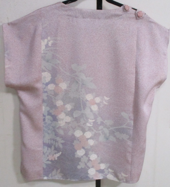 ５７８５　花柄の着物で作ったTシャツ　＃送料無料 4枚目の画像