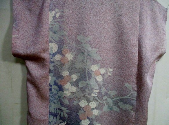 ５７８５　花柄の着物で作ったTシャツ　＃送料無料 6枚目の画像