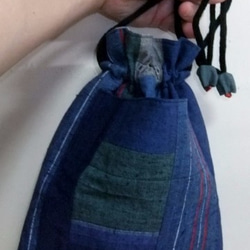 四国の土佐紬で作った巾着袋　４８５ 1枚目の画像