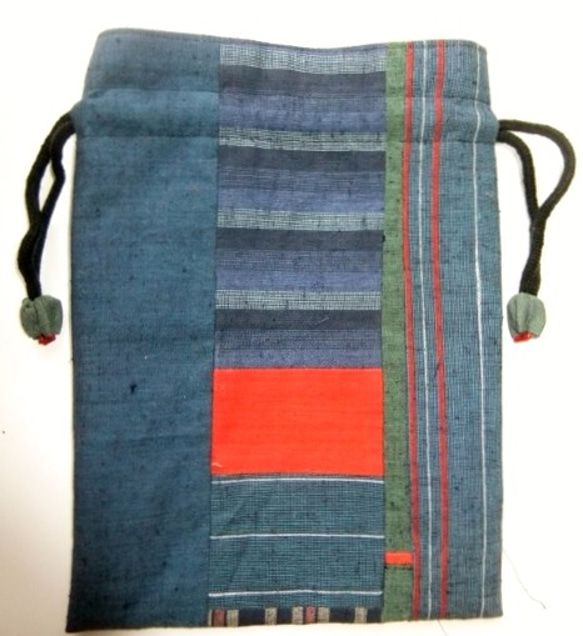 四国の土佐紬で作った巾着袋　４８５ 3枚目の画像