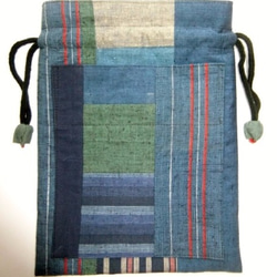 四国の土佐紬で作った巾着袋　４８５ 4枚目の画像