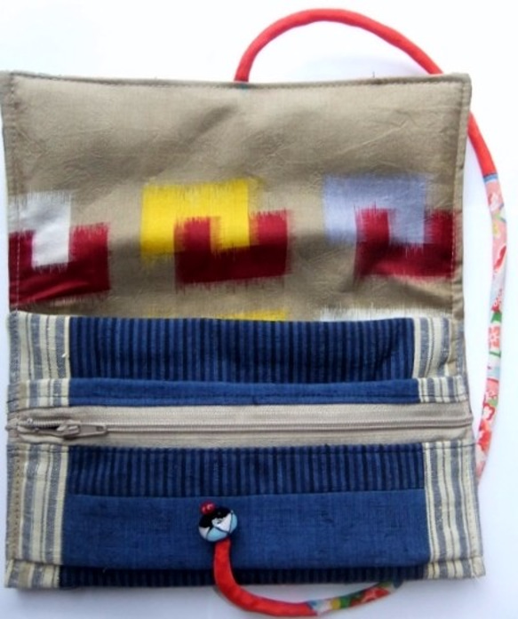 着物リメイク　四国の土佐紬で作った和風財布　６１１ 3枚目の画像