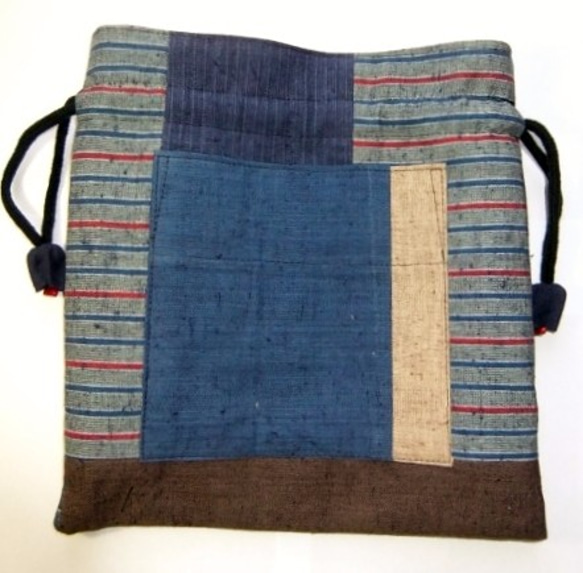 四国の土佐紬で作った巾着袋　６５０ 3枚目の画像