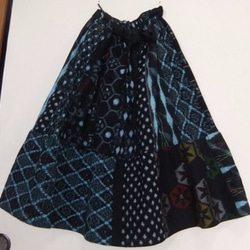 着物リメイク　絣で作ったスカート　１０４５ 4枚目の画像