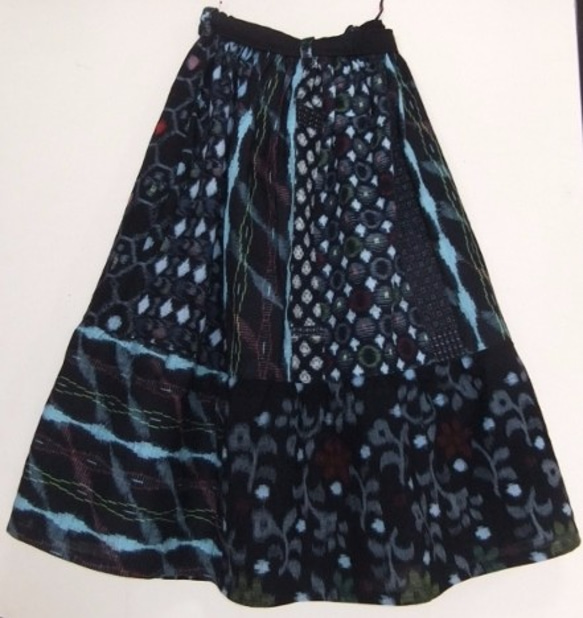 着物リメイク　絣で作ったスカート　１０４５ 5枚目の画像