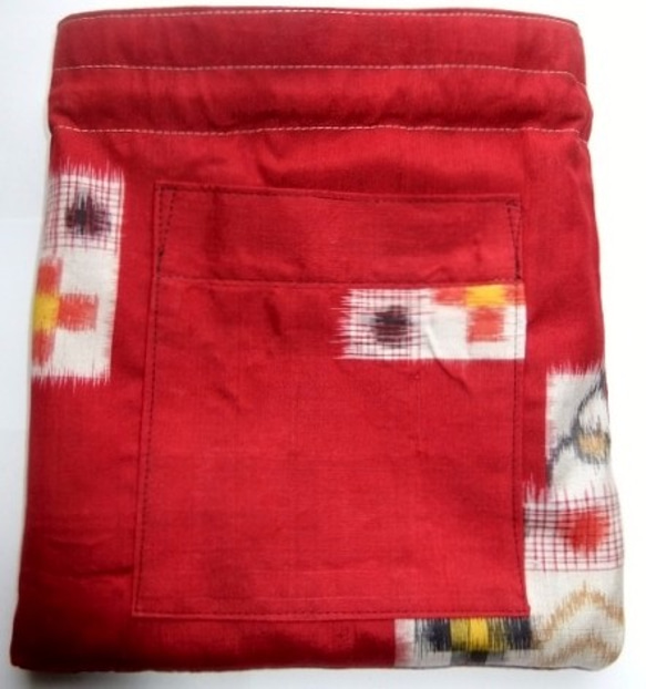 着物リメイク　錦紗縮緬と絞りで作った巾着袋　１１０９ 5枚目の画像