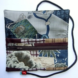着物リメイク　羽織の裏地と土佐紬で作った和風財布　１２６０ 3枚目の画像