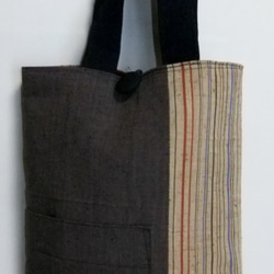 土佐紬のミニ手提げ袋　５２ 1枚目の画像