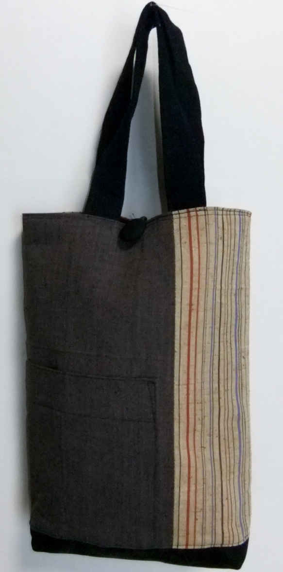 土佐紬のミニ手提げ袋　５２ 1枚目の画像