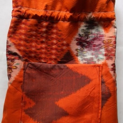 着物リメイク　花柄の長襦袢と絞りの羽織で作った巾着袋　１７９５ 9枚目の画像
