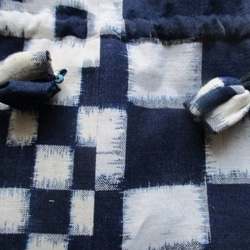 着物リメイク　久留米の絵絣で作った巾着袋　２１１０ 7枚目の画像
