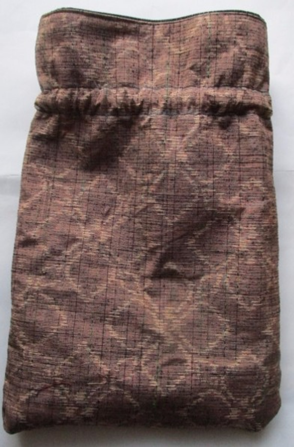着物リメイク　藍大島で作った巾着袋　２１１５ 8枚目の画像