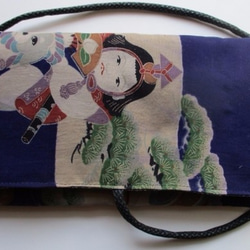 着物リメイク　柿渋染のお宮参り着で作った和風財布　２２９３ 3枚目の画像