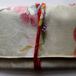 送料無料　着物リメイク花柄の訪問着で作った和風財布　２３５９ 1枚目の画像