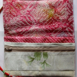 送料無料　着物リメイク花柄の訪問着で作った和風財布　２３５９ 5枚目の画像
