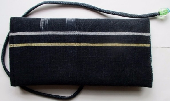 送料無料　久留米の絵絣で作った和風財布　２３９９　着物リメイク 4枚目の画像