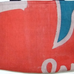 柿渋染めの大漁旗で作った手提げ袋　６６４ 4枚目の画像