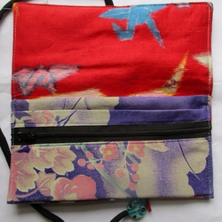 送料無料　花柄の着物で作った和風財布・ポーチ　２６８３ 5枚目の画像