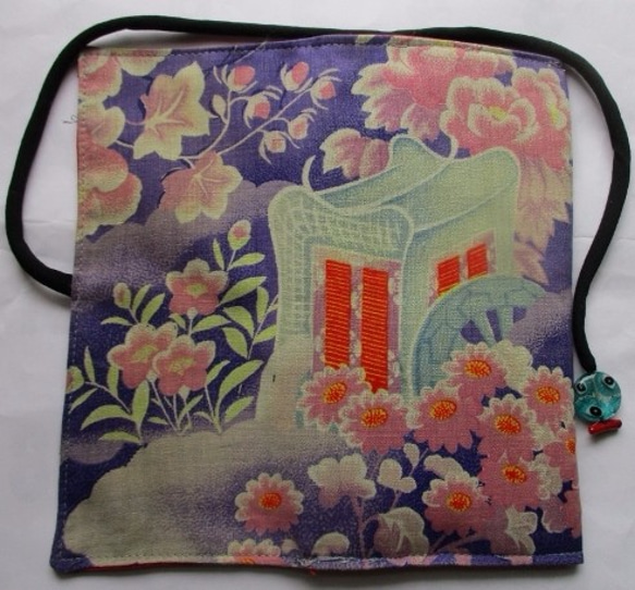 送料無料　花柄の着物で作った和風財布・ポーチ　２６８３ 9枚目の画像