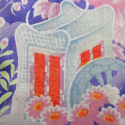 送料無料　花柄の着物で作った和風財布・ポーチ　２６８３ 10枚目の画像