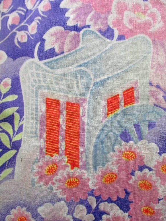 送料無料　花柄の着物で作った和風財布・ポーチ　２６８３ 10枚目の画像